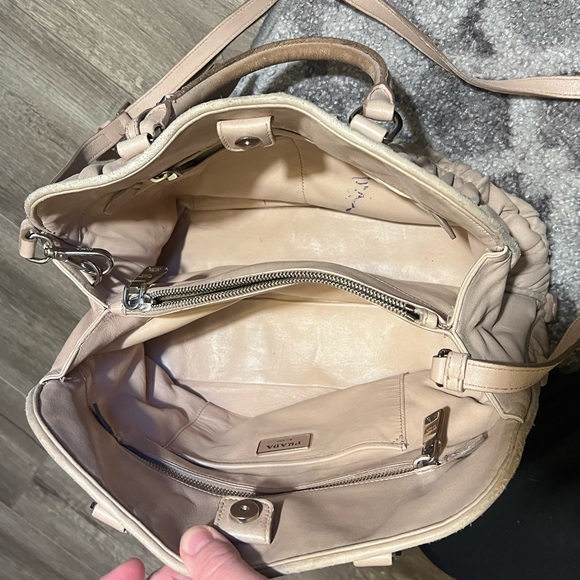 Prada Cream/ Beige/ Pink Leather Handbag - Picture 12 of 16